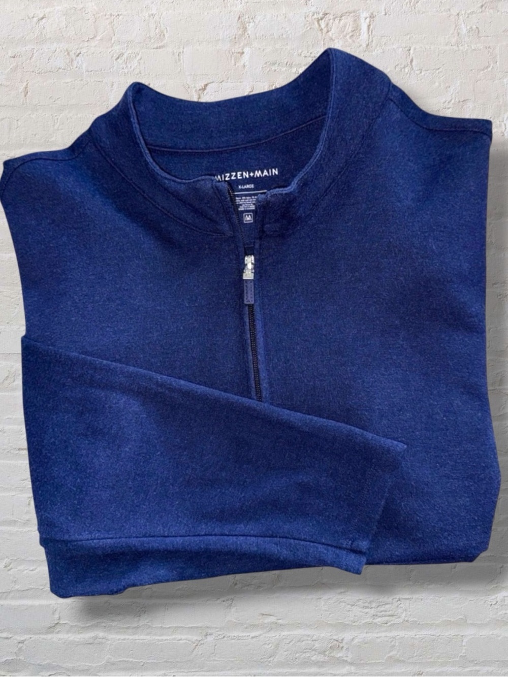 Mizzen+Main Quarter Zip Pullover Navy XL | Performance Knit Long Sleeve